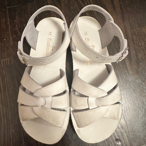 Salt Water- Sun-San Surfer sandals white  leather youth size 13 - Picture 1 of 4